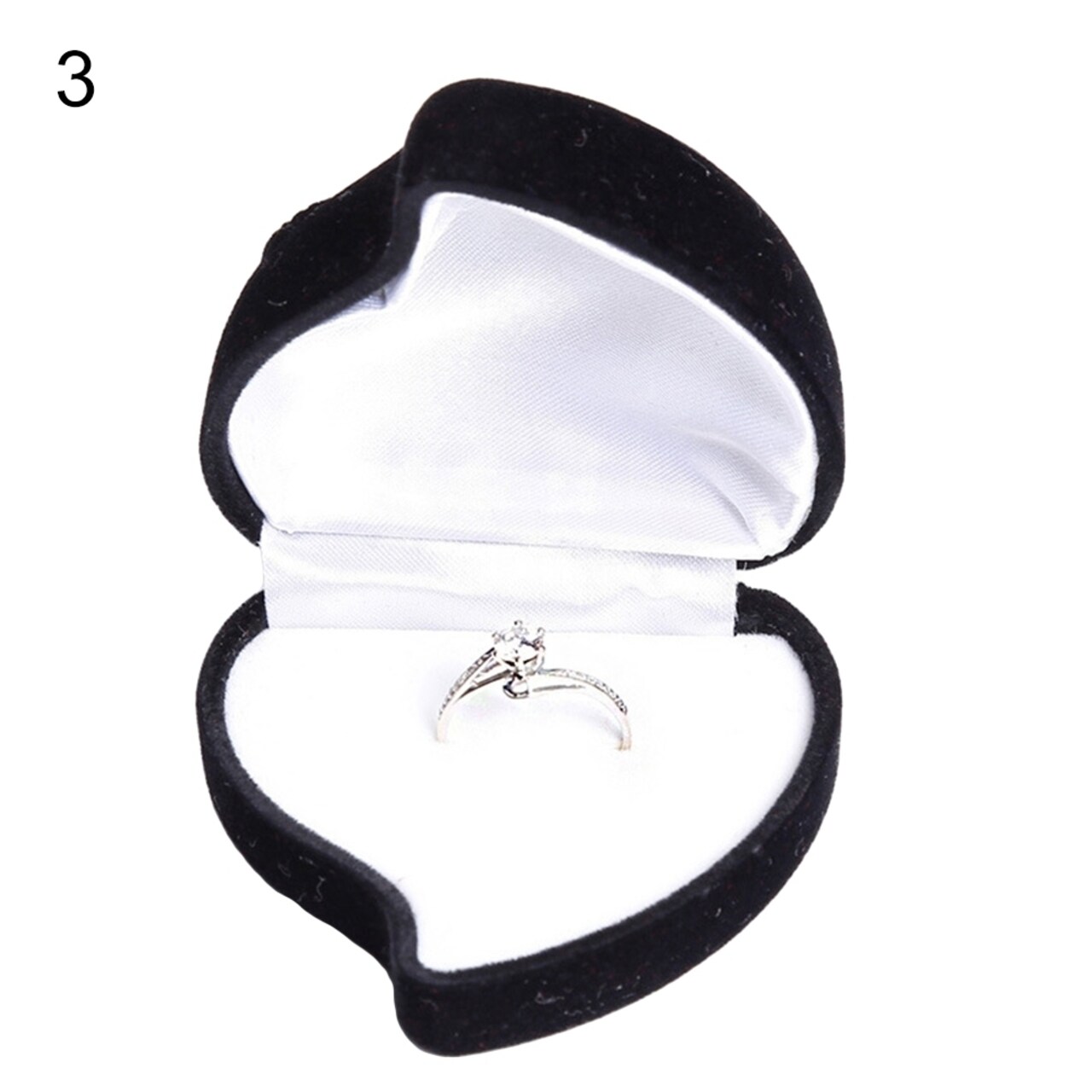 Rose Heart Shape Proposal Wedding Ring Display Holder Box Jewelry Storage Case